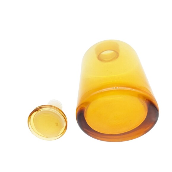 Vintage MCM Golden Amber Glass Apothecary Jar With Stopper, Mint Condition - Picture 5 of 5